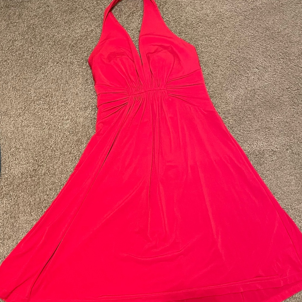 Red Calvin Klein Halter Dress